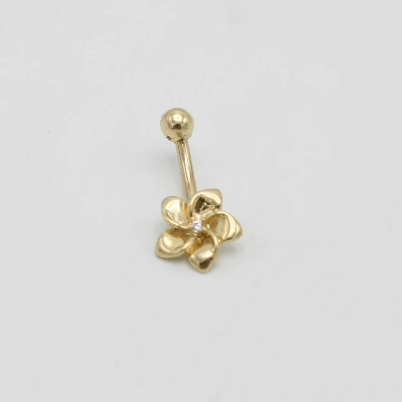 handcrafted raw crystal pendant 14K Belly Piercing Cz Stones Yellow Gold