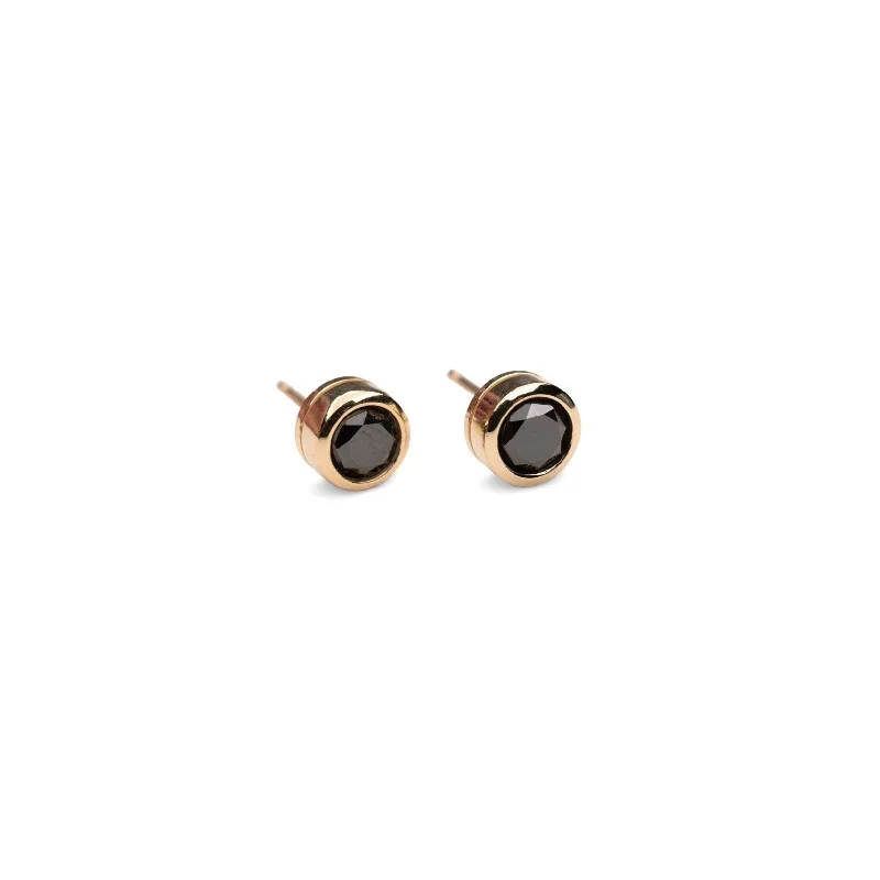 chunky statement cuff bracelet 14k Black Diamond Bezel Studs