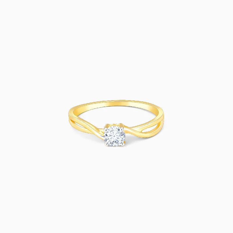 dainty snake ring gold Gold Blushing Glow Solitaire Diamond Ring