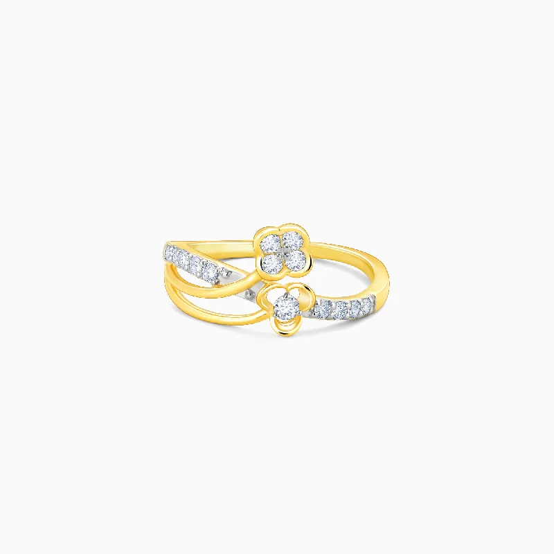 adjustable toe ring silver Gold Floral Bloom Diamond Ring