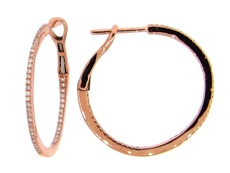 gold-plated snake chain bracelet 14k Pink Gold Diamond Hoops