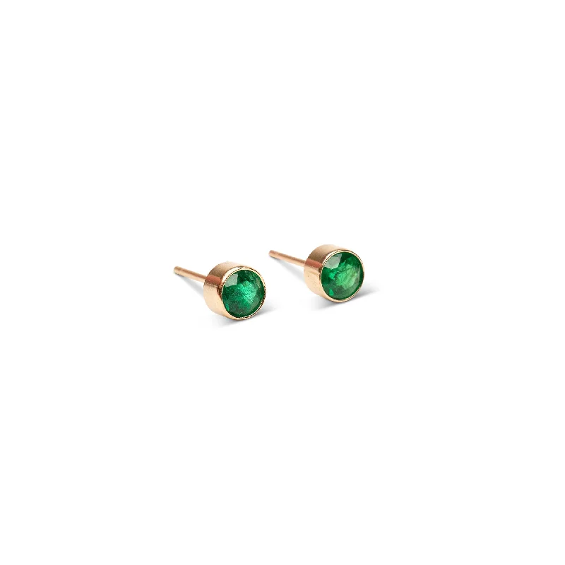 modern geometric silver ring 14k Medium Emerald Bezel Studs