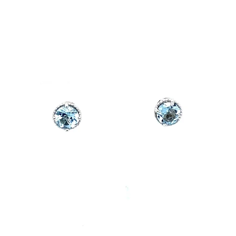 handmade resin flower earrings Aquamarine Stud Earrings
