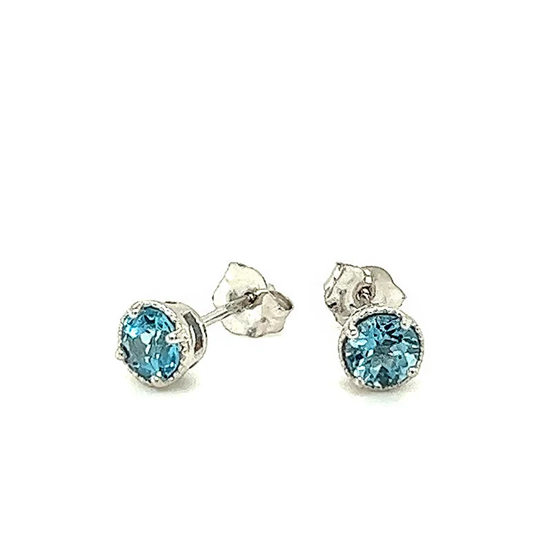 vintage floral engagement ring Blue Topaz Stud Earrings