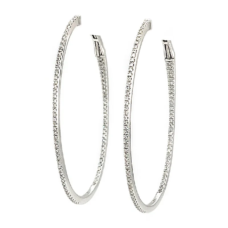 hexagon-shaped engagement ring unique 14k White Gold Diamond Hoops