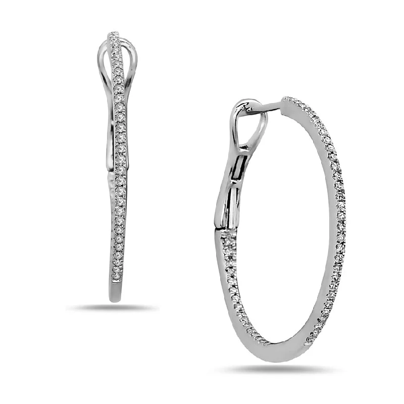 double-layered choker necklace 14k White Gold Diamond Hoops