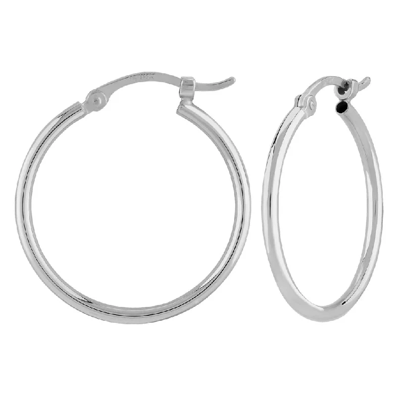 natural amethyst necklace 14k White Gold Round Tube Hoop Earrings 1.50mm x 20mm