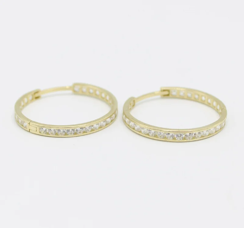 evil eye protection bracelet 14K Women's Hoops Cz STones Yellow Gold