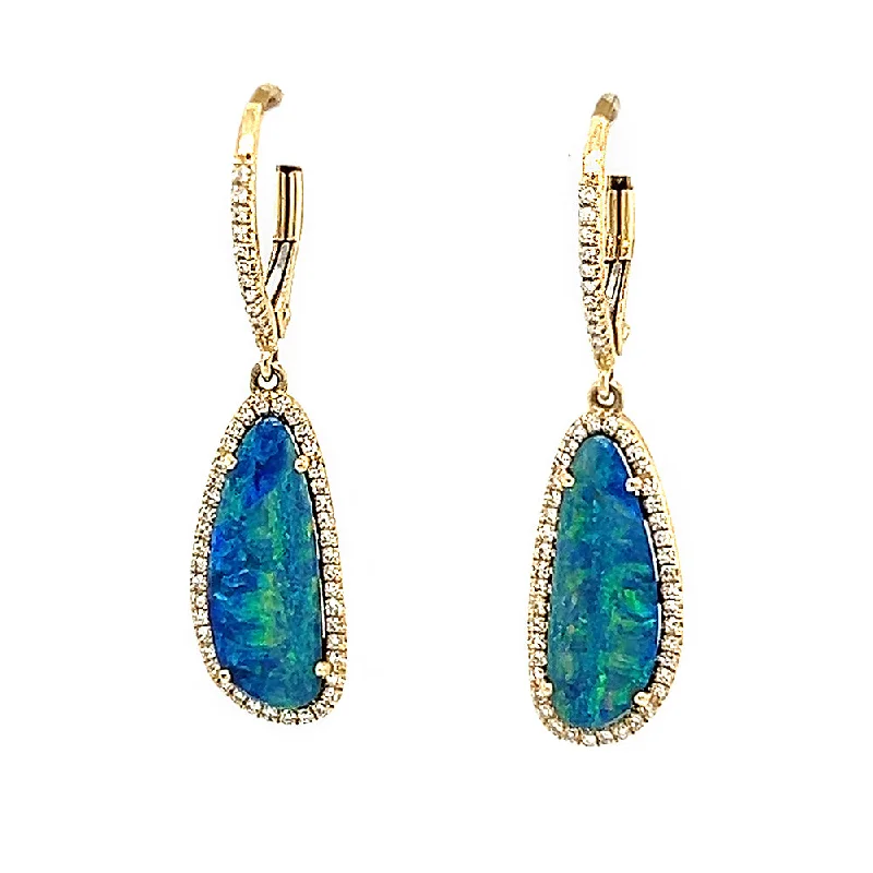 minimalist sapphire drop necklace 14k Yellow Black Opal Earrings