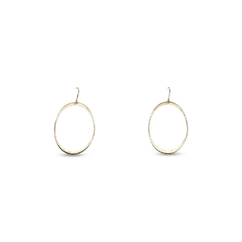 hammered silver pendant necklace 14k Yellow Gol Oval Dangle Earrings