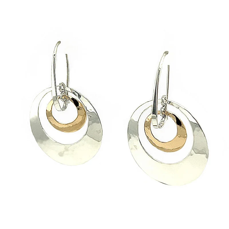 sterling silver arrow ring 14K Yellow Gold and Sterling Silver Drop Earrings