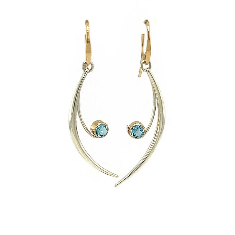 delicate marquise diamond band 14k Yellow Gold and Sterling Silver Drop Earrings