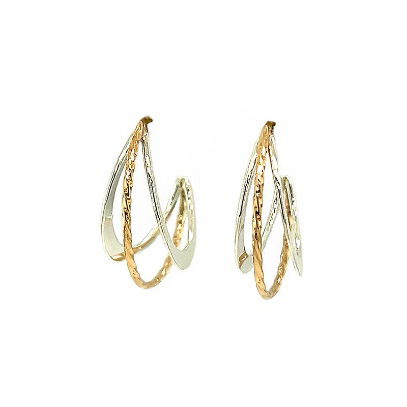custom engraved infinity necklace 14K Yellow Gold and Sterling Silver Hoops