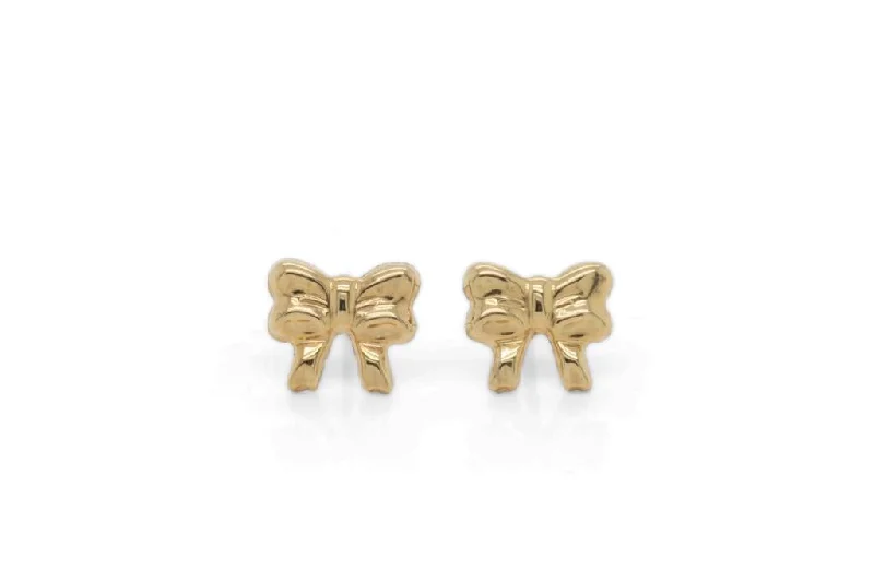 sterling silver dragonfly pendant 14k Yellow Gold Bow Studs