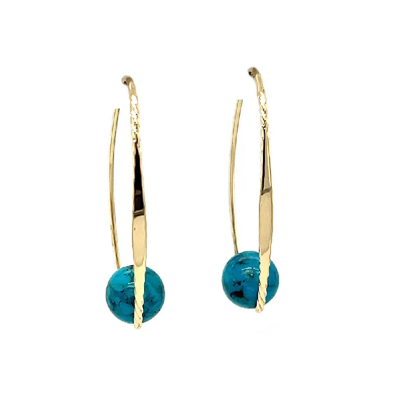 celestial meteor shower earrings 14K Yellow Gold Turquoise Earrings