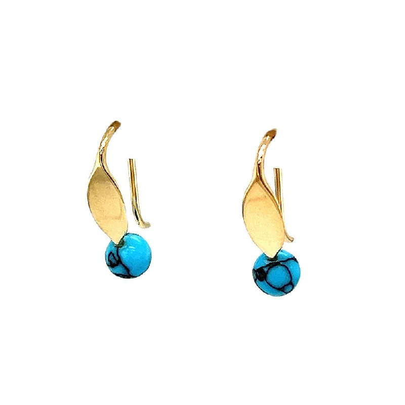 white opal engagement ring 14k Yellow Turquoise Earrings