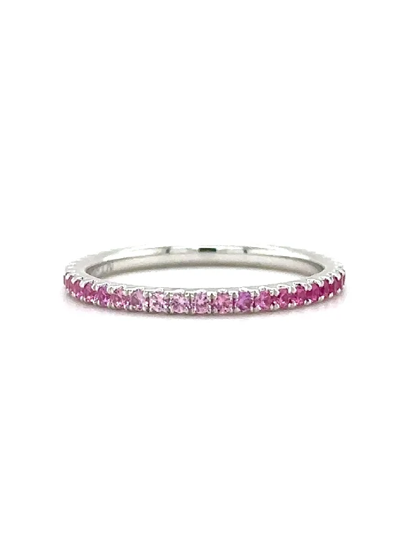 twisted rope gold chain Graduated, 18K White Gold + Pink Sapphire Band