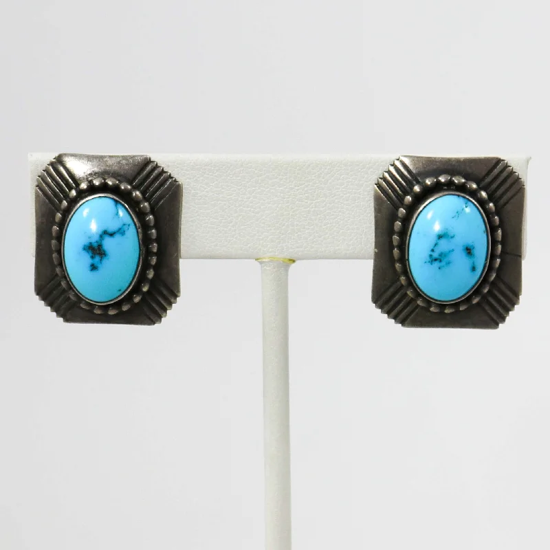delicate angel wings necklace 1960s Turquoise Clip Earrings