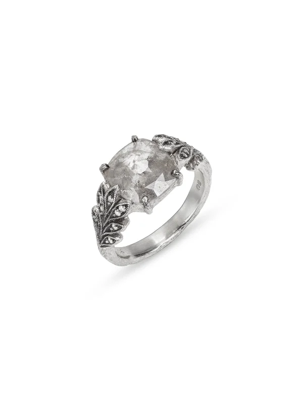 vintage diamond drop necklace 2.27 Carat Grey Rustic Diamond Leafside Ring