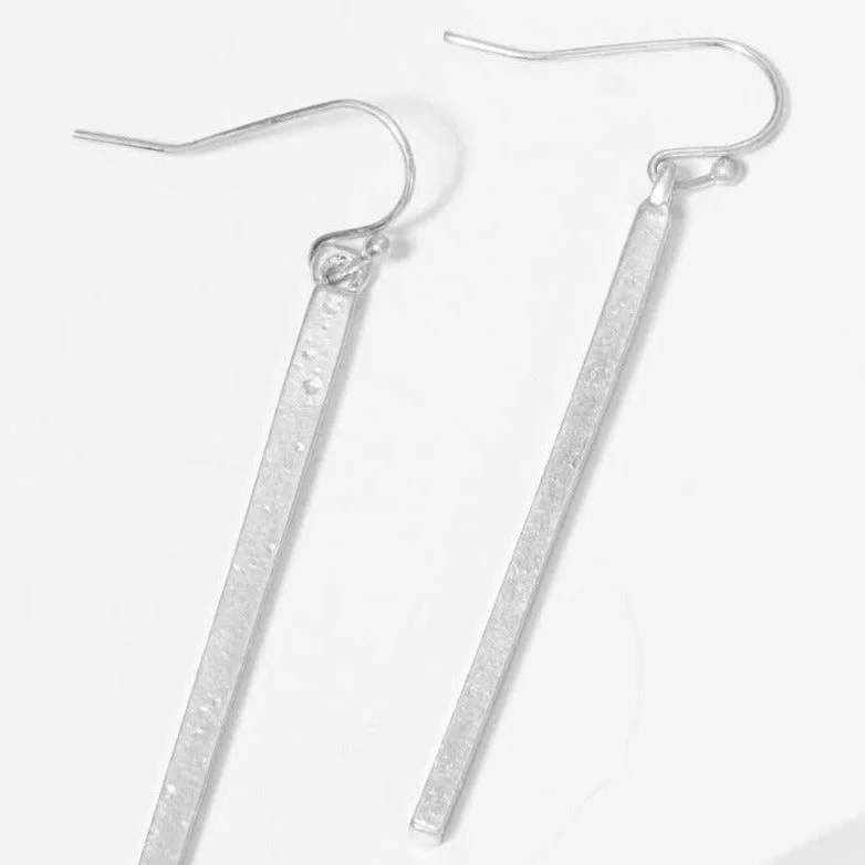 personalized couple’s bracelet engraved Silver Polished Metal Bar Drop Earrings