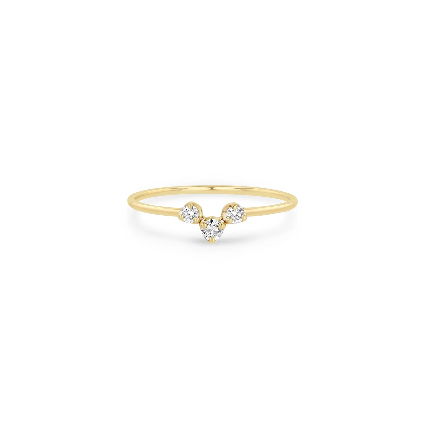 gold initial bracelet personalized 3 Graduated Prong Diamond Curve Ring