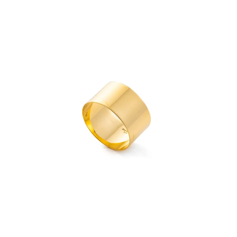 stackable gold bangle set 【Made-To-Order】18k "All About Basics" Flat Wide Band Ring