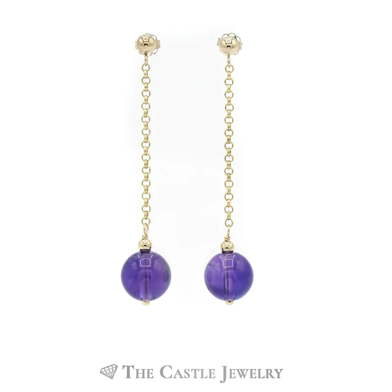 emerald-cut ruby eternity ring Amethyst Bead Drop Earrings on Rolo Chain in 14KT Yellow Gold emerald-cut ruby eternity ring Amethyst Bead Drop Earrings on Rolo Chain in 14KT Yellow Gold