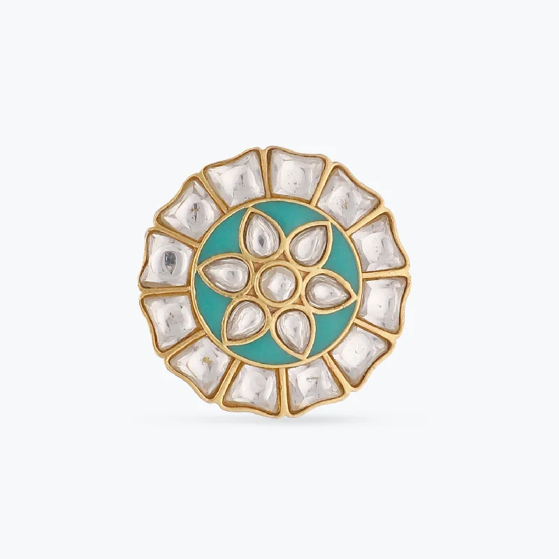 gemstone cluster earrings silver Antika Jadau Kundan Silver Ring