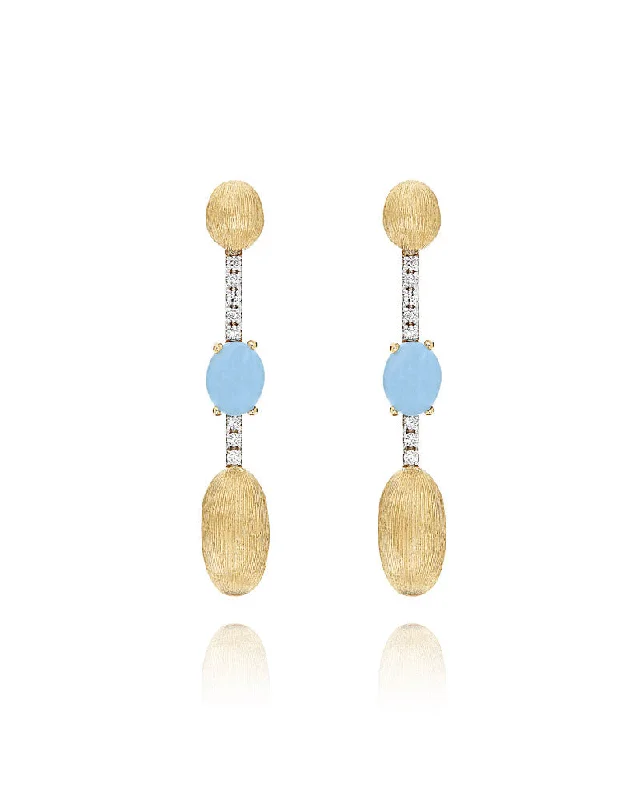 vintage diamond brooch pin "Azure" Gold, Aquamarine and diamonds long earrings