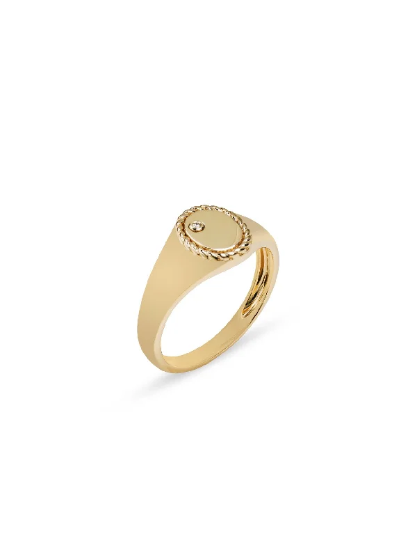simple snake chain necklace Baby Oval Cheveliere Yellow Gold Signet Ring