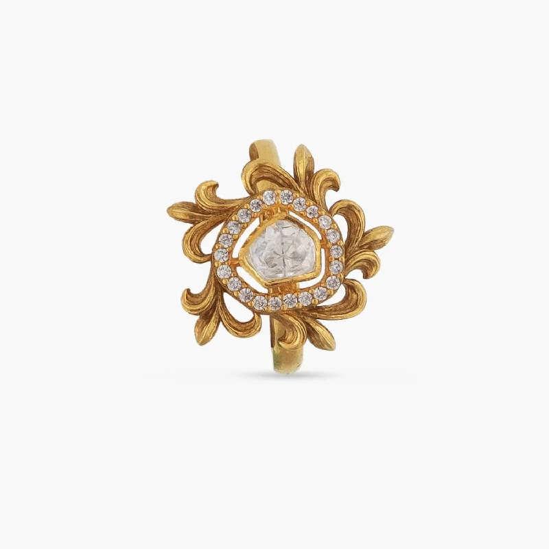 petite diamond promise ring Baroque Floral Moissanite Silver Ring