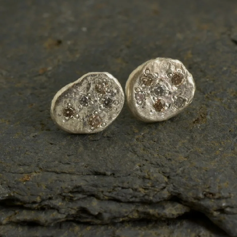 vintage rose gold cameo pendant Beach Stone Stud Earrings | Silver