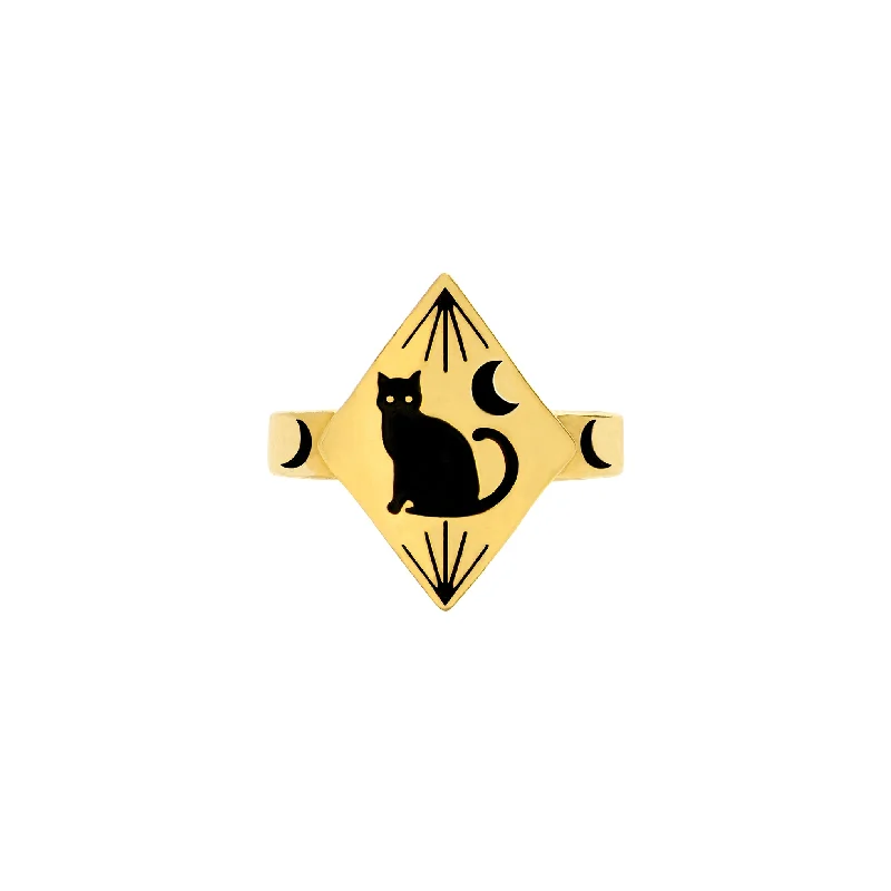 solid gold cartilage hoop Black Cat Ring