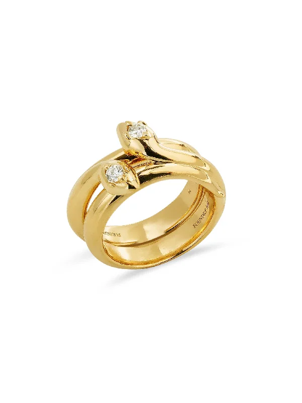 minimalist cubic zirconia earrings Bold Polished Snake Bookend Yellow Gold Bands