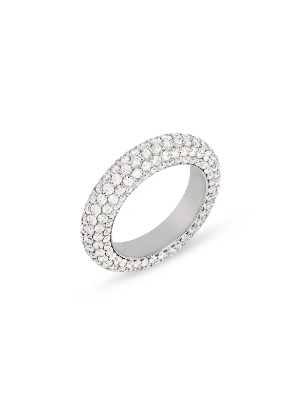 sapphire princess cut ring Bombe Pave White Gold Ring