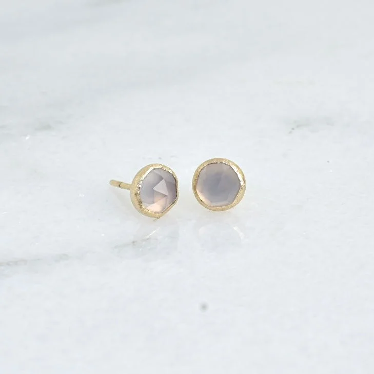 dainty gemstone choker necklace Chalcedony Gold Stud Earrings