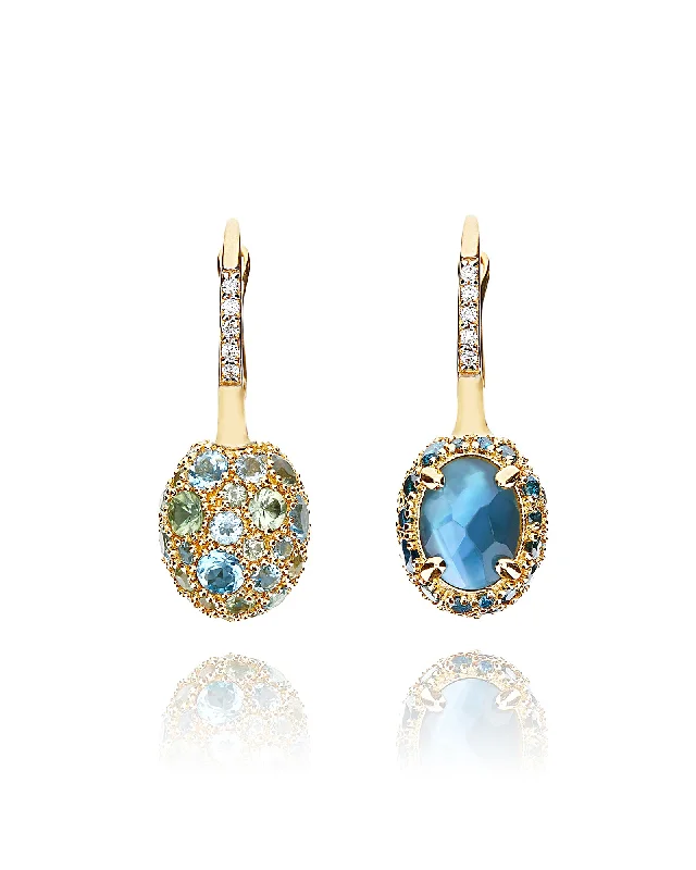 geometric diamond earrings gold "Reverse" Ciliegine Gold, Blue Diamonds, Swiss Blue Topaz, Green Sapphires and London Blue Topaz Double-face Ball Drop Earrings (SMALL) geometric diamond earrings gold "Reverse" Ciliegine Gold, Blue Diamonds, Swiss Blue Topaz, Green Sapphires and London Blue Topaz Double-face Ball Drop Earrings (SMALL)