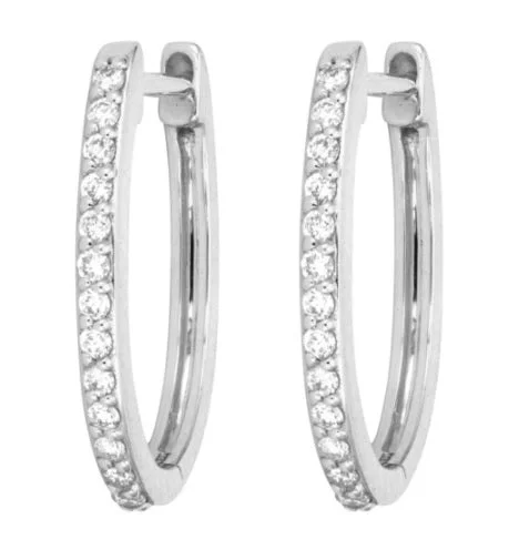vintage pearl engagement ring Classic Small Oval Pave Hoops