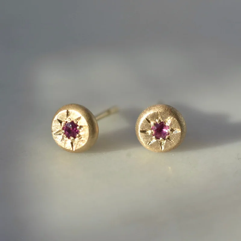 minimalist birthstone bangle Compass Studs | Ruby