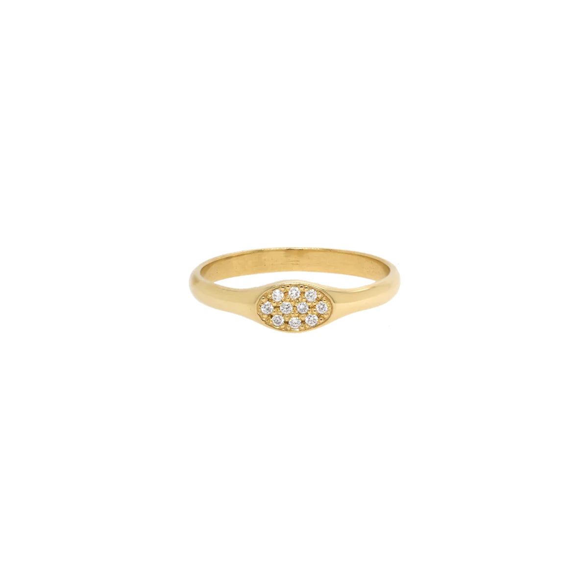 vintage-inspired gold locket 14k Pave Diamond Signet Ring