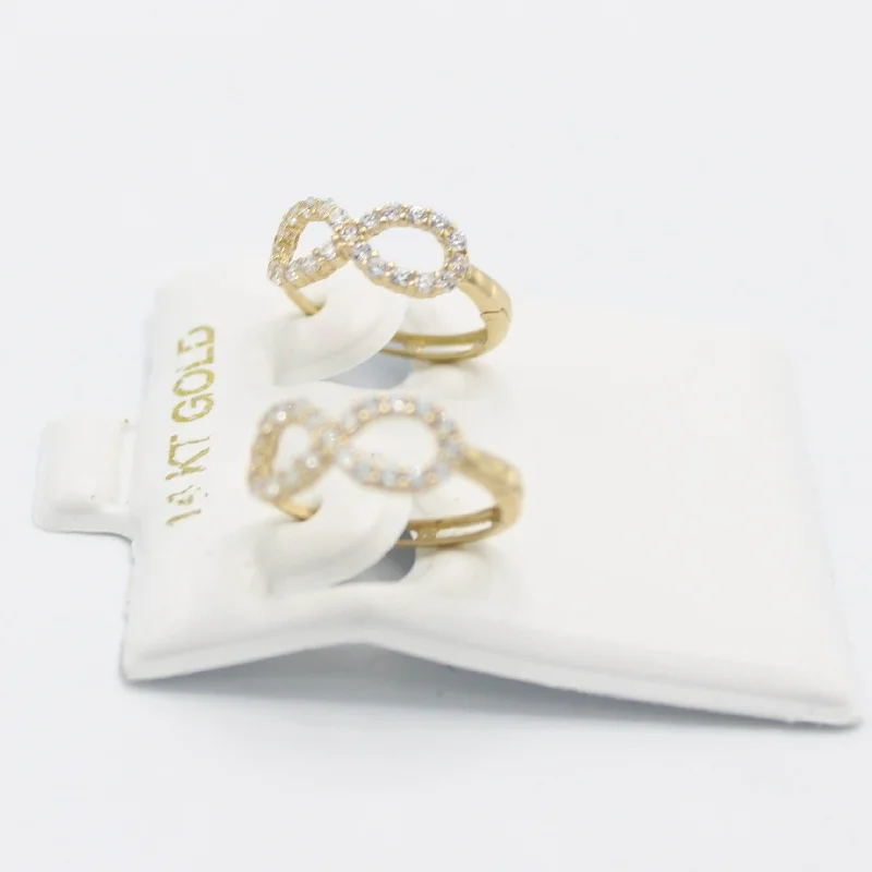 bezel set engagement ring modern 14K Infinity Women's Hoops Cz Stones Yellow Gold