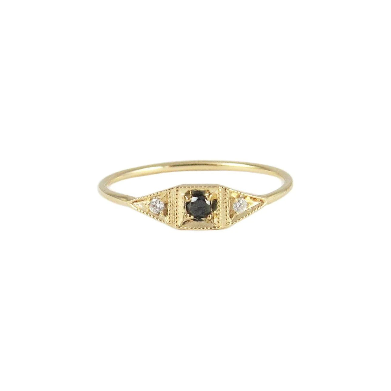 fine silver herringbone necklace Diamond Mini Deco Point Ring