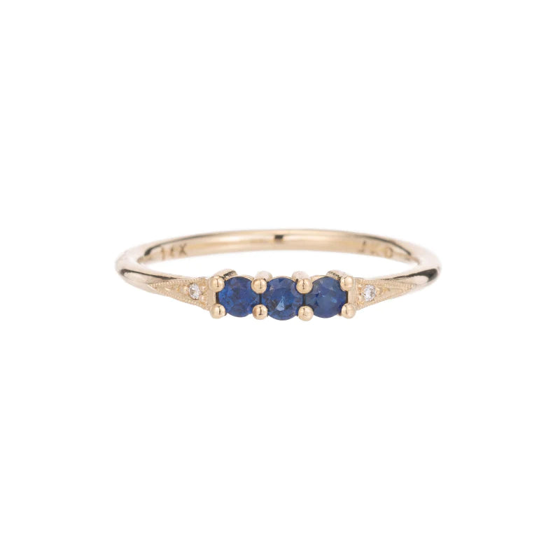 boho macrame bead anklet 3 Blue Sapphire Deco Ring