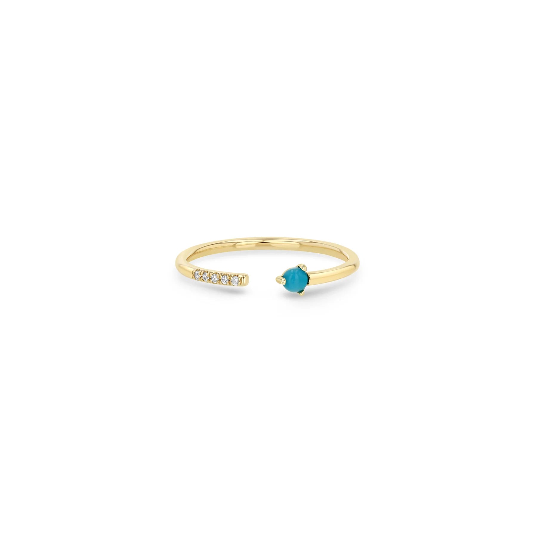 classic diamond solitaire earrings 14k Turquoise and Diamond Open Ring