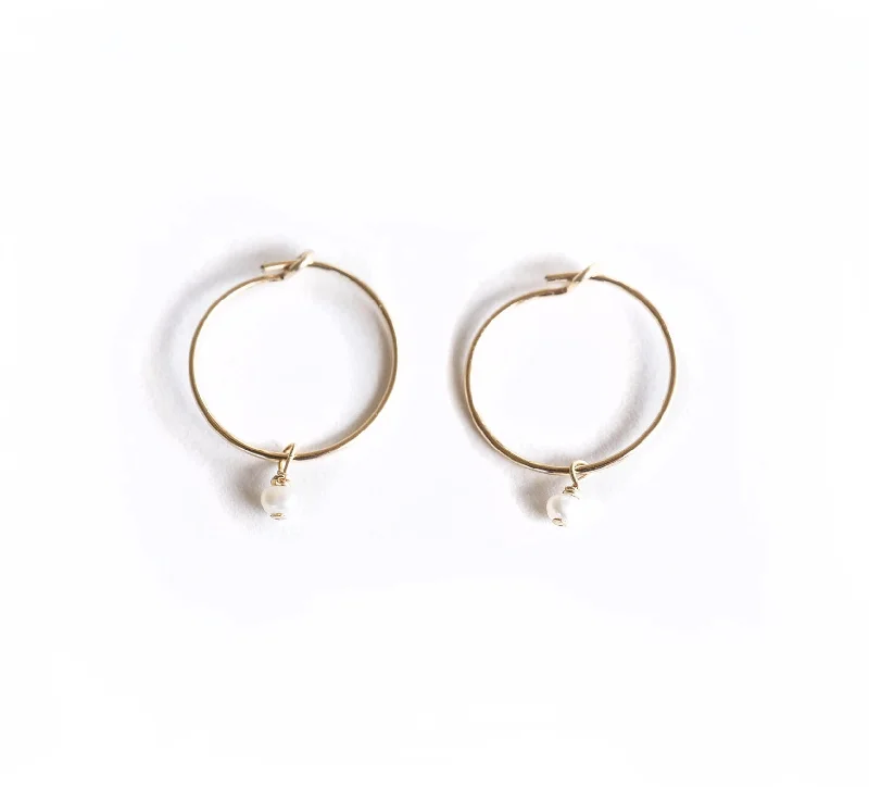 custom initial pendant necklace Dainty Pearl Hoops