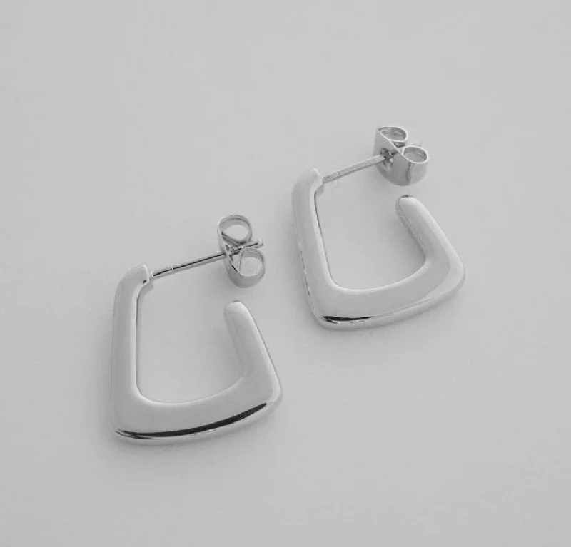 minimalist diamond stud earrings Silver Demi Hoop Earrings