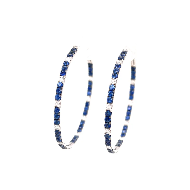cute cat charm bracelet Diamond and Sapphire Hoops