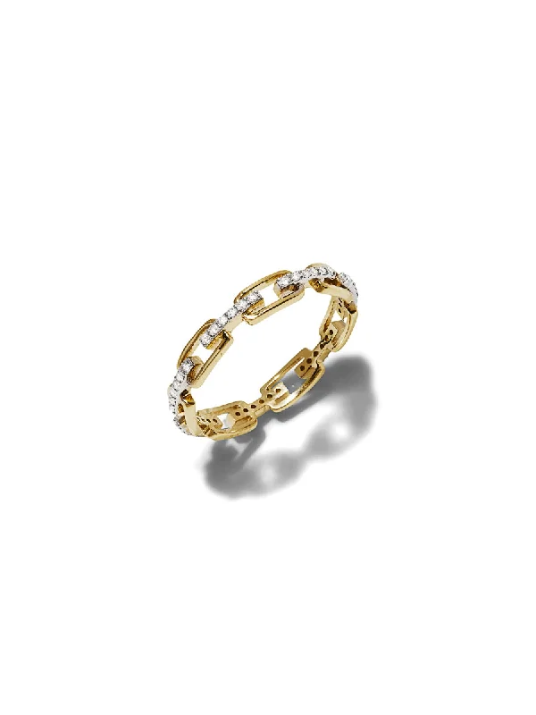 statement gold cuff earrings Diamond Baby Paperclip Yellow Gold Chain Ring