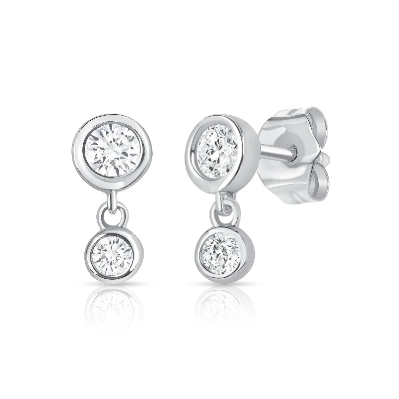 colorful gemstone engagement ring DIAMOND BEZEL STUD DROP EARRINGS