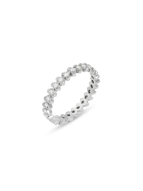 custom silver charm bracelet Diamond Continuous Heart Platinum Band